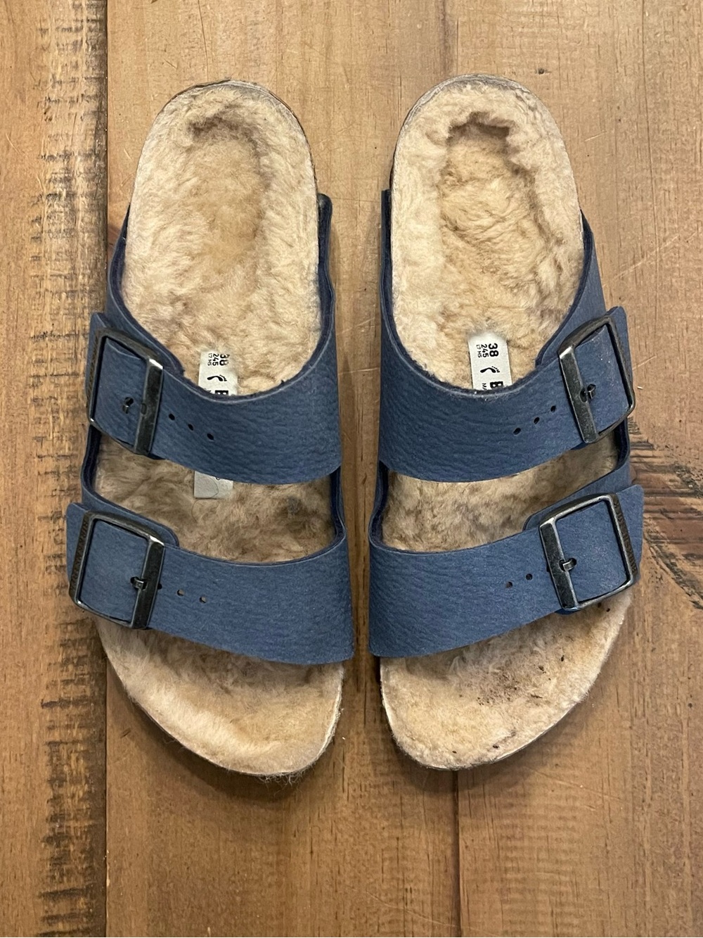 Birkenstock Arizona Shearling Sandal Navy Size 38
